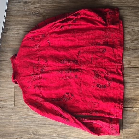 Chico's Design Silk and Linen Blend African Print Button Down - Picture 5 of 7